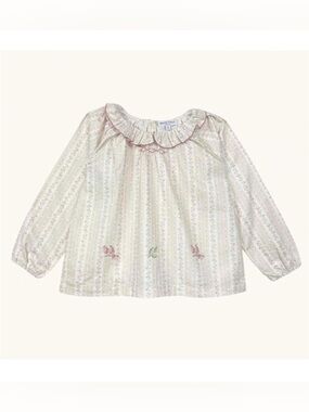 Marie Puce Paris Olympe embroidered floral ruffle collar blouse Top NWT 18 month